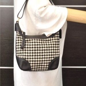 Authentic COACH Vintage Shoulder Hand Bag Purse Wool Leather 6956 Black 6787M